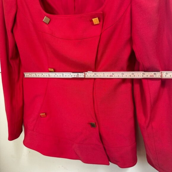 CLAUDE MONTANA Vintage 80s Tailored Blazer Jacket Futuristic Top Rare Red Wool 8 - Picture 15 of 16